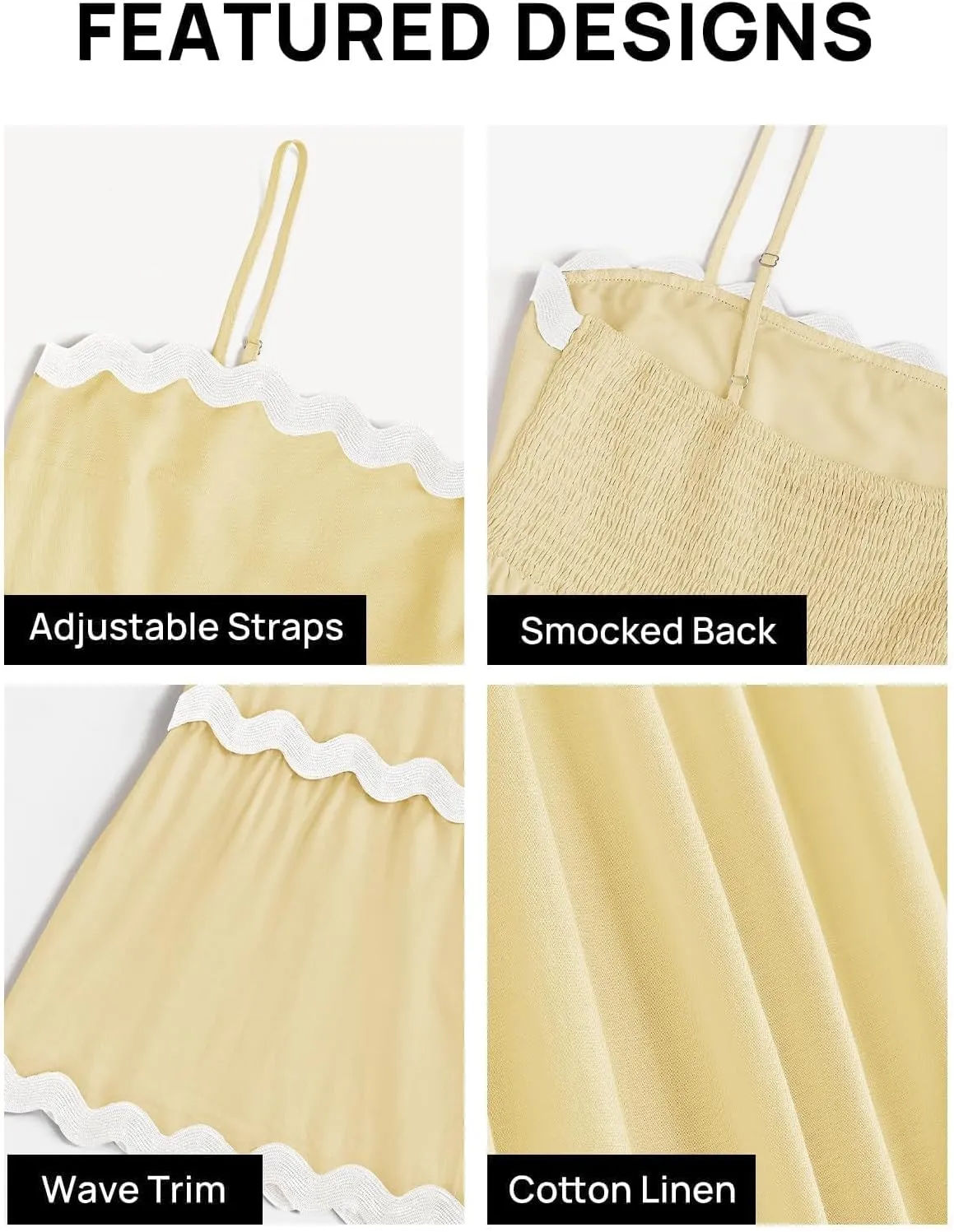 ZESICA Women's 2025 Summer Spaghetti Straps Sleeveless Backless Sundress Flowy Smocked Lace Swing A Line Midi Dress