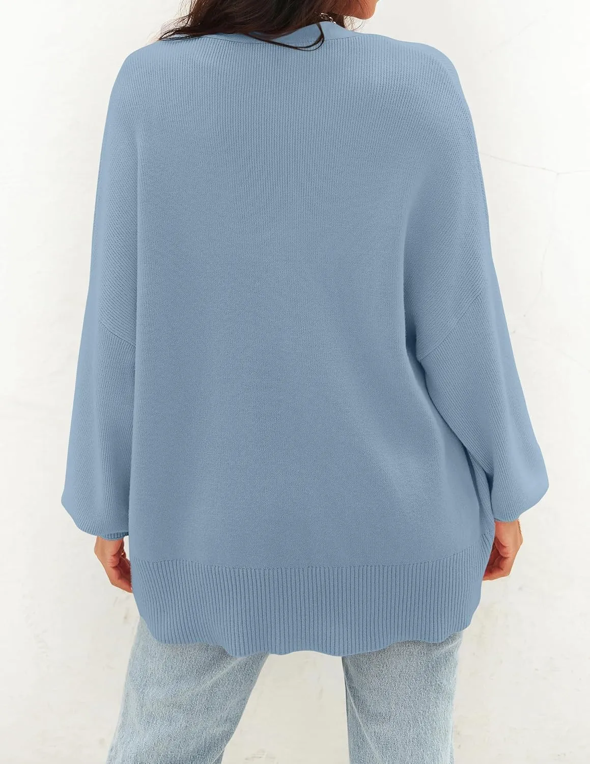 ZESICA Women's Casual Long Sleeve Cardigan V Neck Button Down Open Front Knit Loose Oversized Sweater Coat