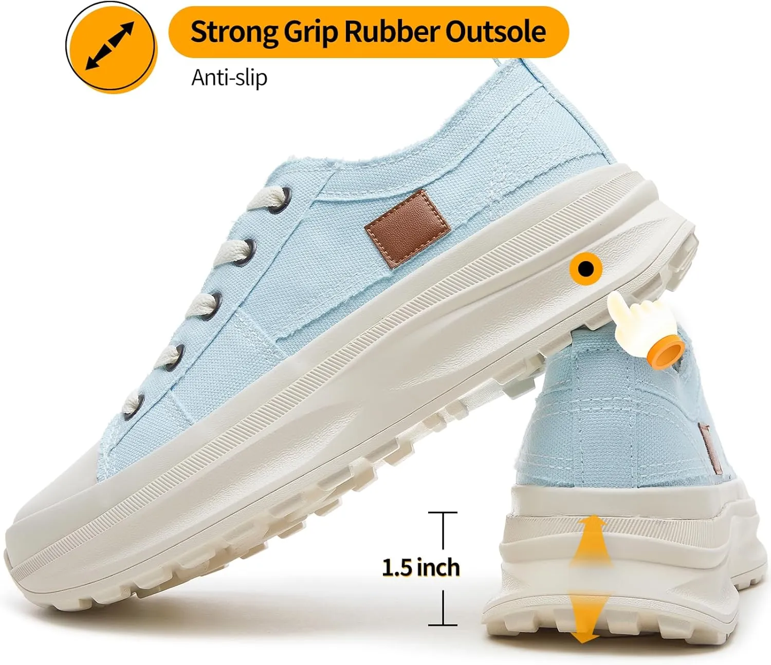 ZGR Womens Low Top Platform Sneakers,White Canvas Sneakers,Casual Platform Tennis Shoes